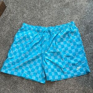 Nike Blue Checkered Athletic Shorts, size XL